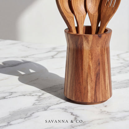 Savanna & Co. Acacia Wood Kitchen Utensil Holder