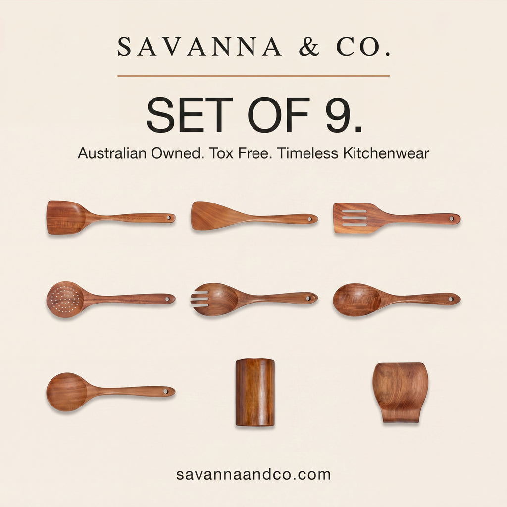 Savanna & Co. Teak Utensils Set of 9