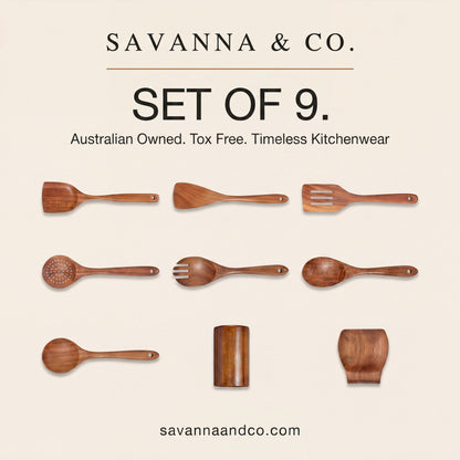 Savanna & Co. Teak Utensils Set of 9