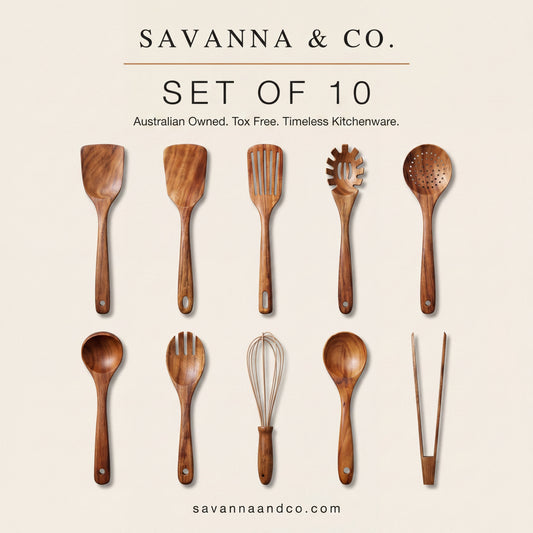 Savanna & Co. Teak Utensils Set of 10